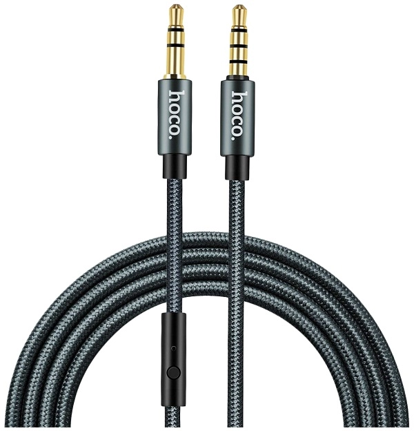 Аудио-шнур АUX +микрофон  (3.5 — 3.5мм) 1метр (HOCO UPA04)