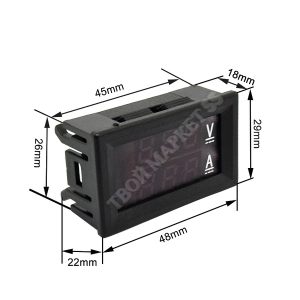Вольт-амперметр LCD  DC (30V-10A)