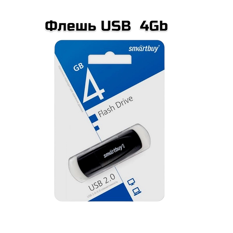 Флешь USB  4Gb SmartBuy Scout Черный