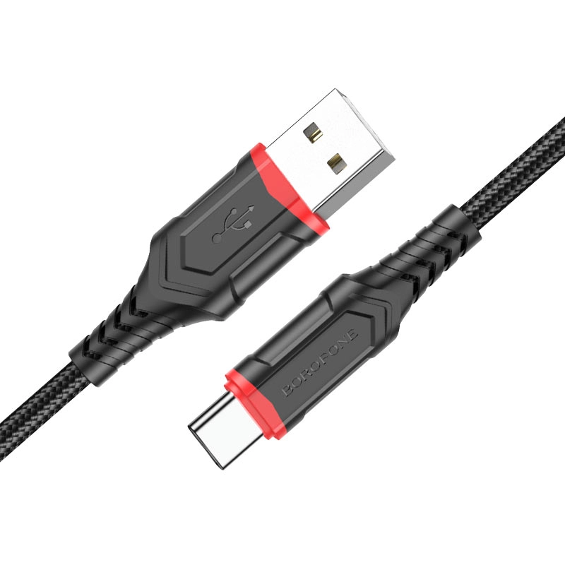 Кабель  USB на  Type-C , 3А, тканевая оплетка, 1м, BOROFONE BX67 черный