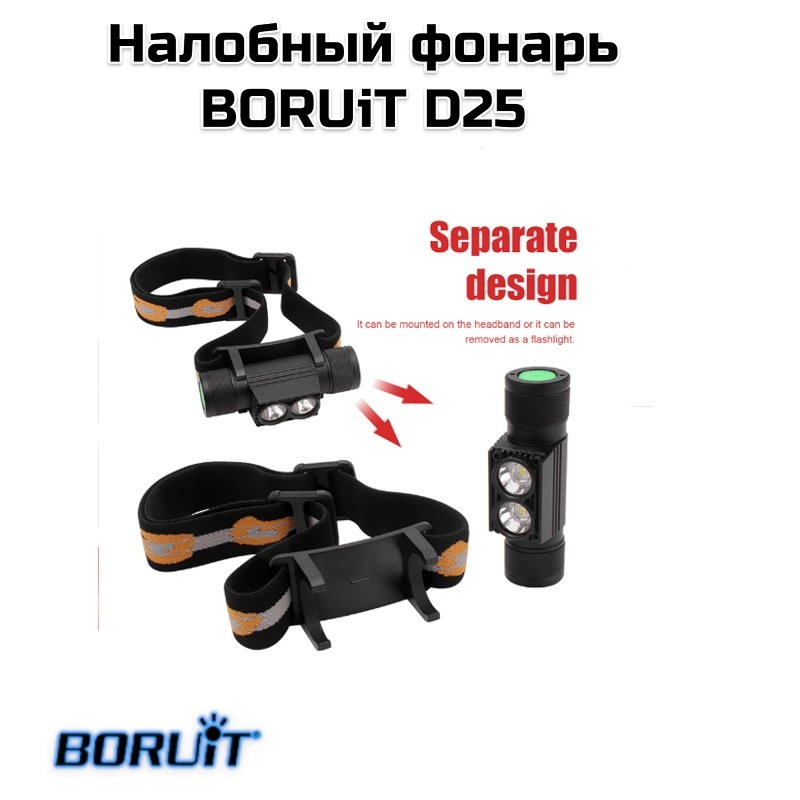 Налобный фонарь  BORUiT D25