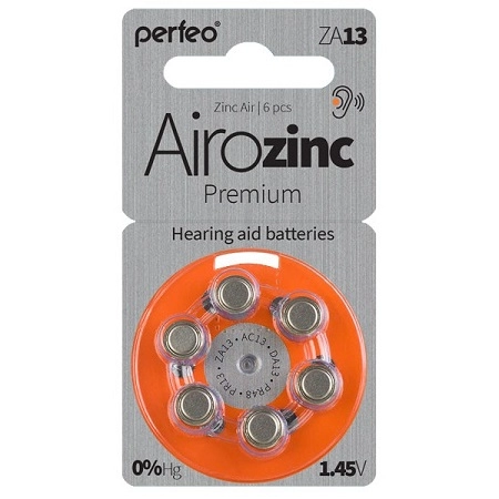 Батарейка  ZA-13 для слуховых  (Perfeo)
